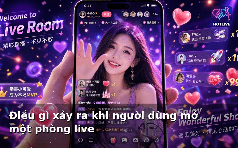 Điều gì xảy ra khi người dùng mở một phòng live?