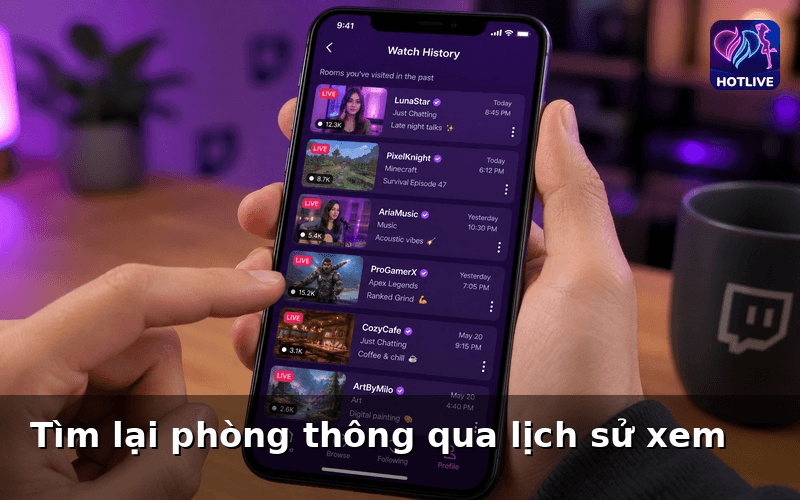 Tìm lại phòng thông qua lịch sử xem
