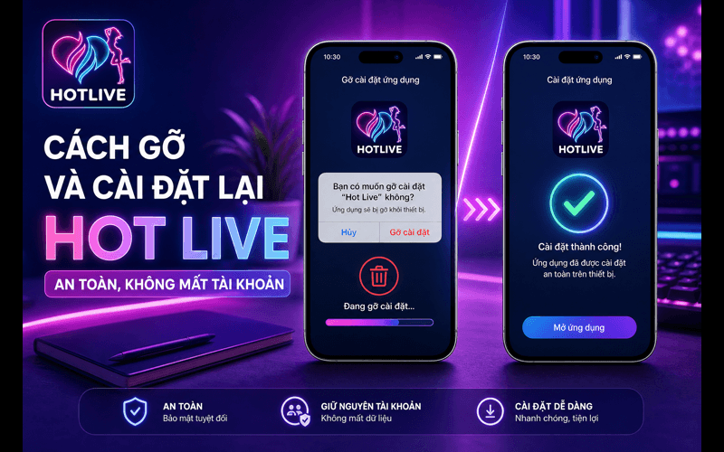 Cách gỡ và cài đặt lại Hot Live an toàn, không mất tài khoản