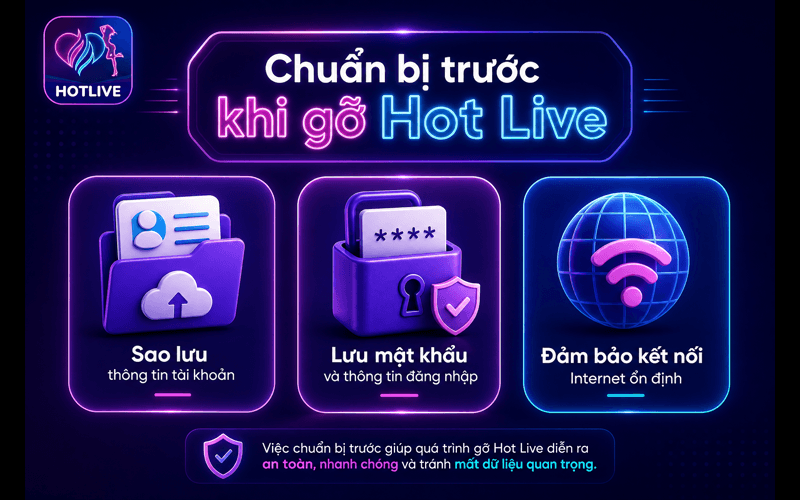 Chuẩn bị trước khi gỡ Hot Live